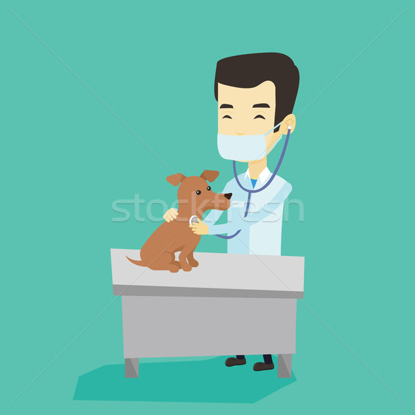 Foto stock: Veterinário · cão · jovem · asiático · hospital