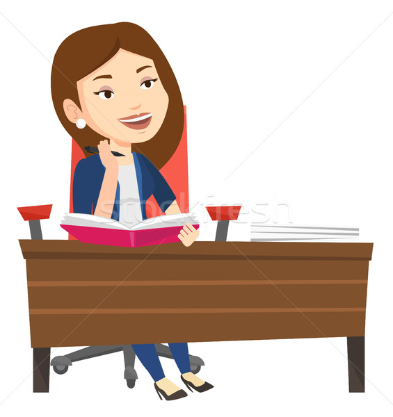 Student writing at the desk vector illustration. Stock photo © RAStudio