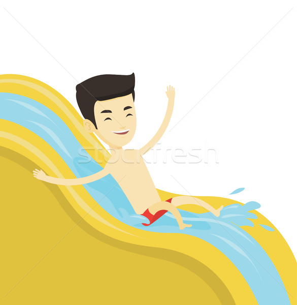 Man riding down waterslide vector illustration. Stock photo © RAStudio