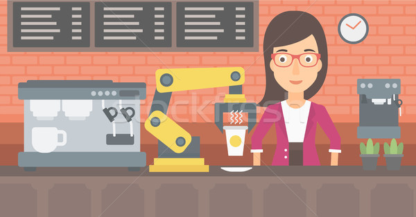 Robot koffie cliënt coffeeshop robotachtige Stockfoto © RAStudio