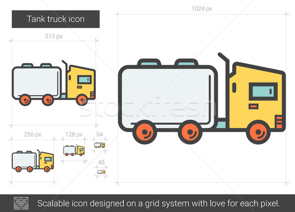 Сток-фото: цистерна · грузовика · линия · икона · вектора · изолированный