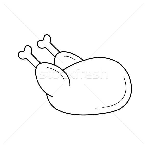 [[stock_photo]]: Cuit · poulet · vecteur · ligne · icône · isolé