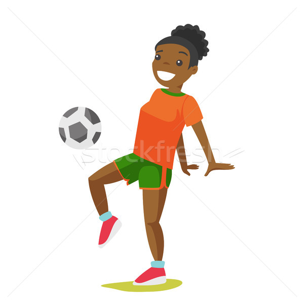 Young black woman playing football. Stock photo © RAStudio