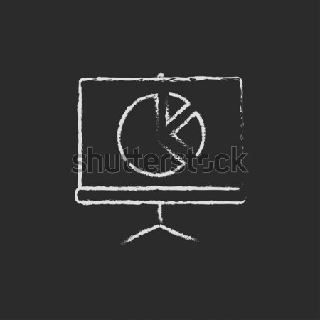 Roller screen with the pie chart icon drawn in chalk. Stock photo © RAStudio