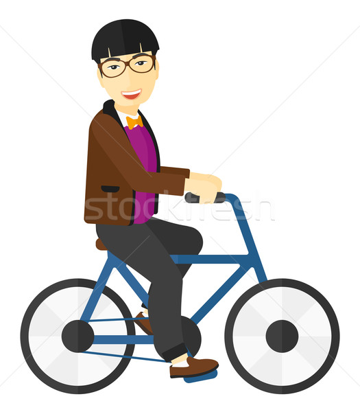 Stock fotó: Férfi · lovaglás · bicikli · ázsiai · vektor · terv