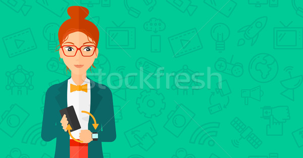 Synchronization of smartphone and smartwatch. Stock photo © RAStudio