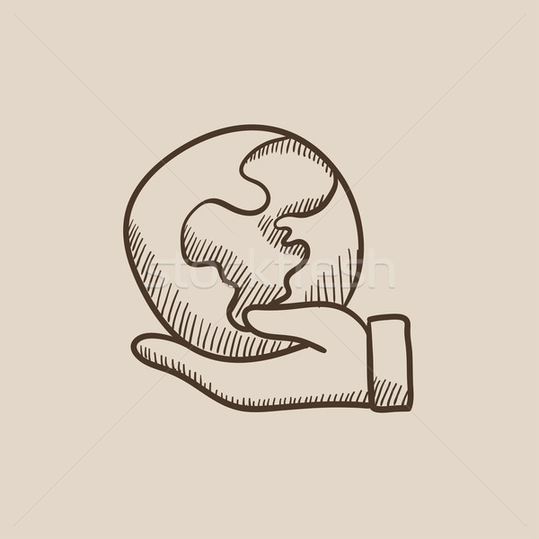 Hand holding the Earth sketch icon. Stock photo © RAStudio