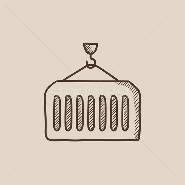 Stock photo: Cargo container sketch icon.
