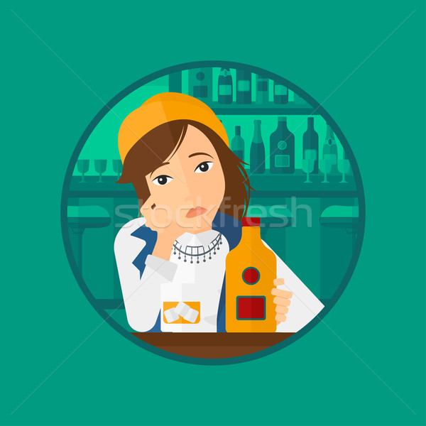 Sad woman drinking alcohol. Stock photo © RAStudio