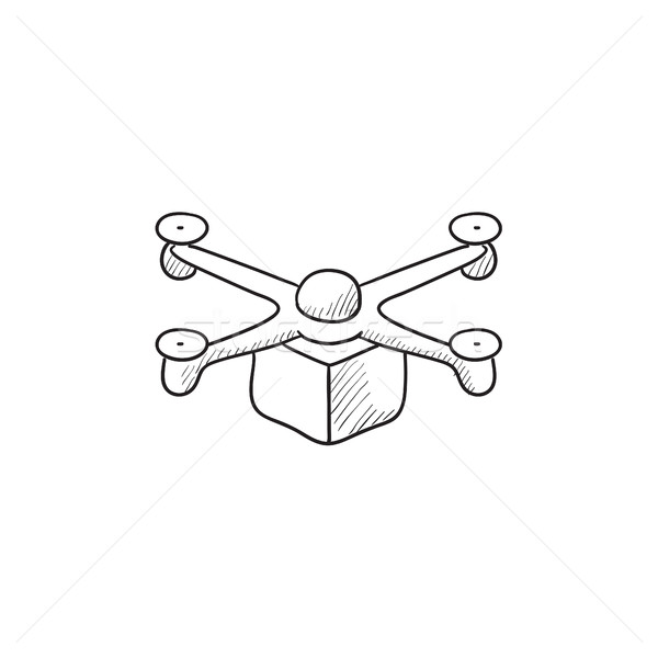 Drone delivering package sketch icon. Stock photo © RAStudio