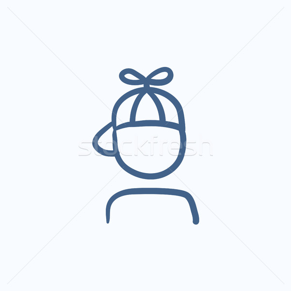 Boy in cap with propeller sketch icon. Stock photo © RAStudio