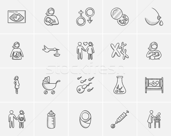 Maternity sketch icon set. Stock photo © RAStudio