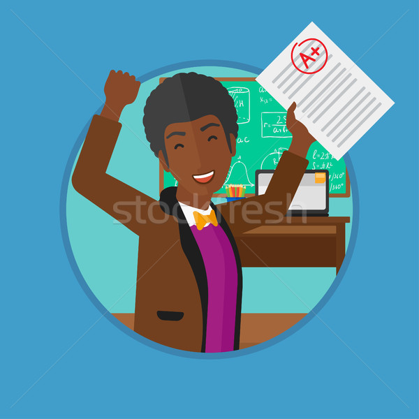 Student holding test paper with best result. Stock photo © RAStudio