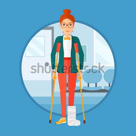 Woman with broken leg and crutches. Stock photo © RAStudio