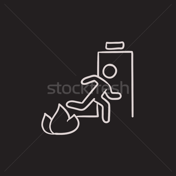 Emergency fire exit door sketch icon. Stock photo © RAStudio