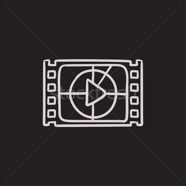 Stock photo: Film strip with play button sketch icon.