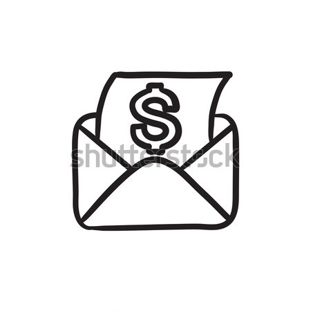 конверт почты знак доллара эскиз икона вектора Сток-фото © RAStudio
