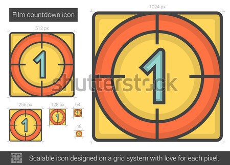 Stock fotó: Film · visszaszámlálás · vonal · ikon · vektor · izolált