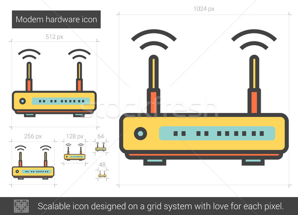 [[stock_photo]]: Modem · matériel · ligne · icône · vecteur · isolé