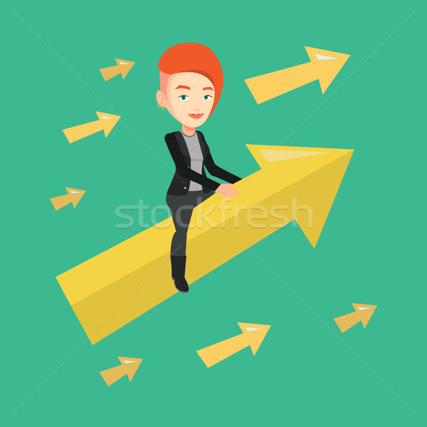 Happy business woman flying to success. Stock photo © RAStudio