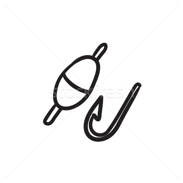 Balık tutma kanca kroki ikon vektör yalıtılmış Stok fotoğraf © RAStudio