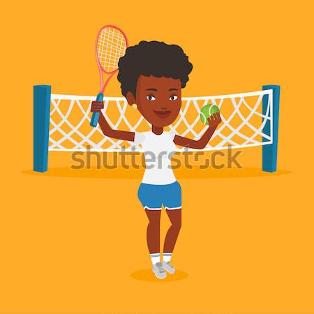 Kobiet sportsmenka gry tenis młodych Zdjęcia stock © RAStudio