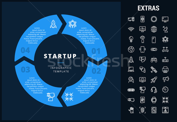 Foto stock: Startup · modelo · elementos · ícones · customizáveis