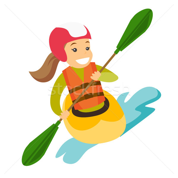 Young caucasian white woman riding a kayak. Stock photo © RAStudio