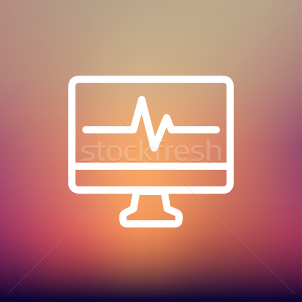 Stock photo: Heart beat display in monitor thin line icon