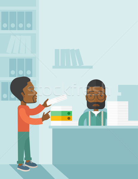 Twee zwarte kantoor binnenkant zwarte man permanente Stockfoto © RAStudio
