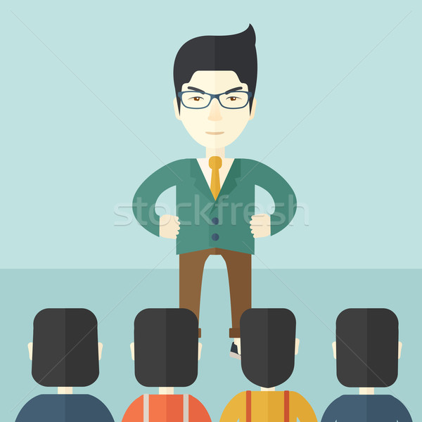 Angry Asian boss with his employees Stock photo © RAStudio