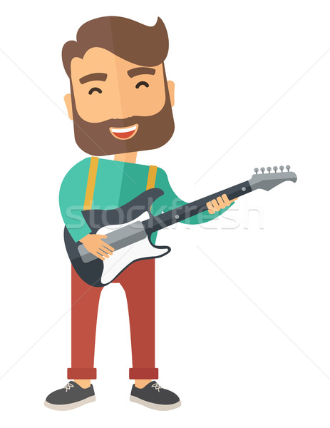 Muzyk gry elektryczne gitara śpiewu gitara elektryczna Zdjęcia stock © RAStudio