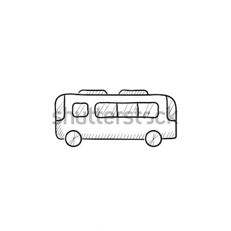 [[stock_photo]]: Bus · icône · craie · dessinés · à · la · main · tableau · noir