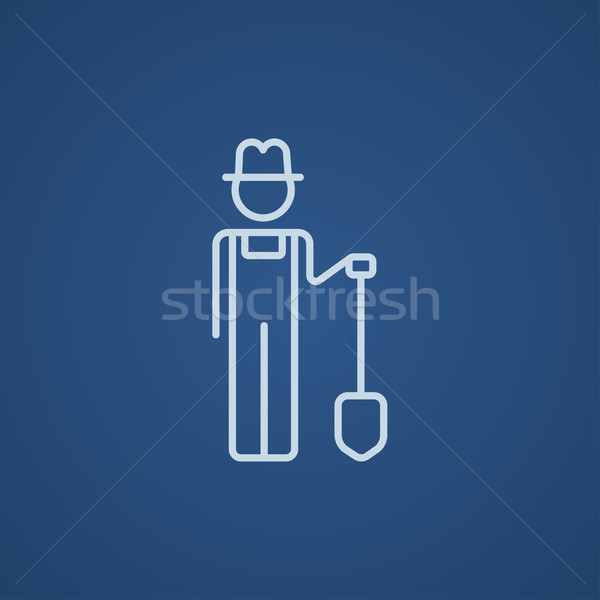 Farmer with shovel line icon. Stock photo © RAStudio