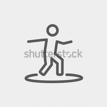 Male surfer riding on surfboard line icon. Stock photo © RAStudio