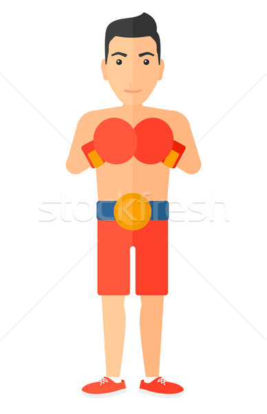 Confident boxer in gloves. Stock photo © RAStudio