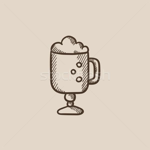 Glass mug with foam sketch icon. Stock photo © RAStudio