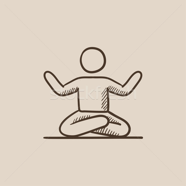Man meditating in lotus pose sketch icon. Stock photo © RAStudio