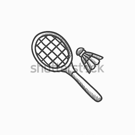 Shuttlecock and badminton racket sketch icon. Stock photo © RAStudio