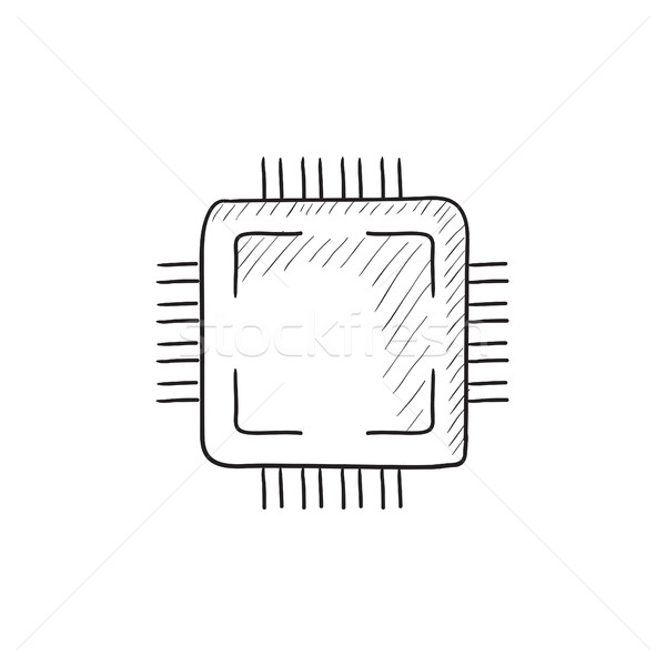 Cpu croquis icône vecteur isolé dessinés à la main [[stock_photo]] © RAStudio