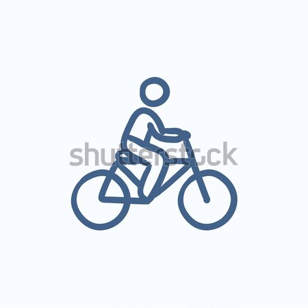 Man riding bike sketch icon. Stock photo © RAStudio