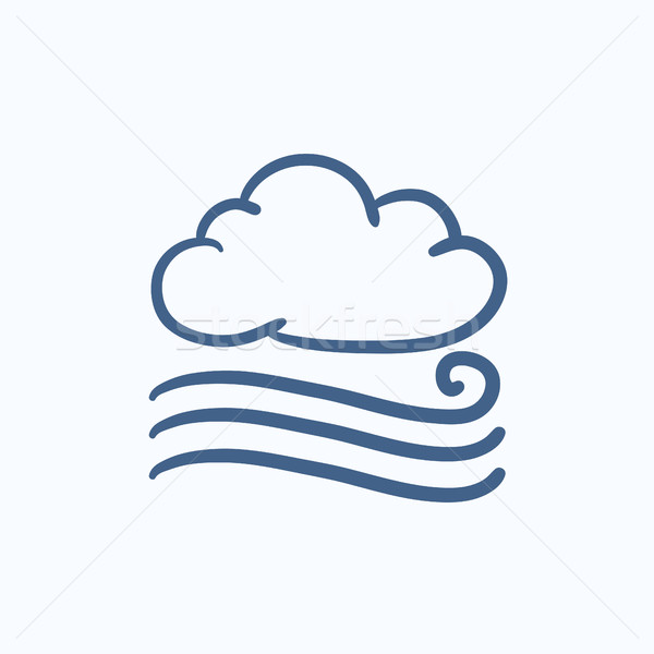 Rüzgârlı bulut kroki ikon vektör yalıtılmış Stok fotoğraf © RAStudio