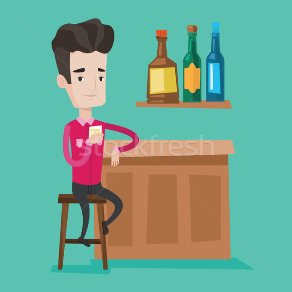 Man sitting at the bar counter vector illustration Stock photo © RAStudio