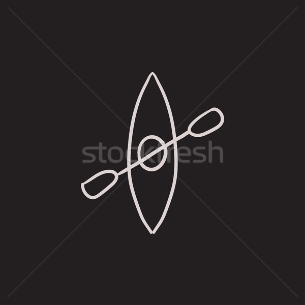 Kajak szkic ikona wektora odizolowany Zdjęcia stock © RAStudio