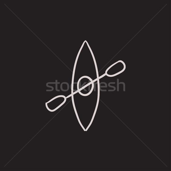 Kayak with paddle sketch icon. Stock photo © RAStudio