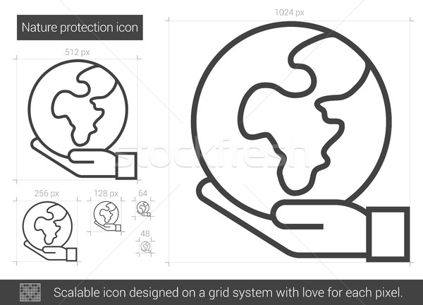 [[stock_photo]]: Nature · protection · ligne · icône · vecteur · isolé