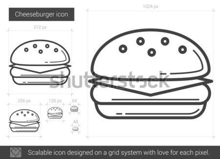 Cheeseburger linie icoană vector izolat alb Imagine de stoc © RAStudio