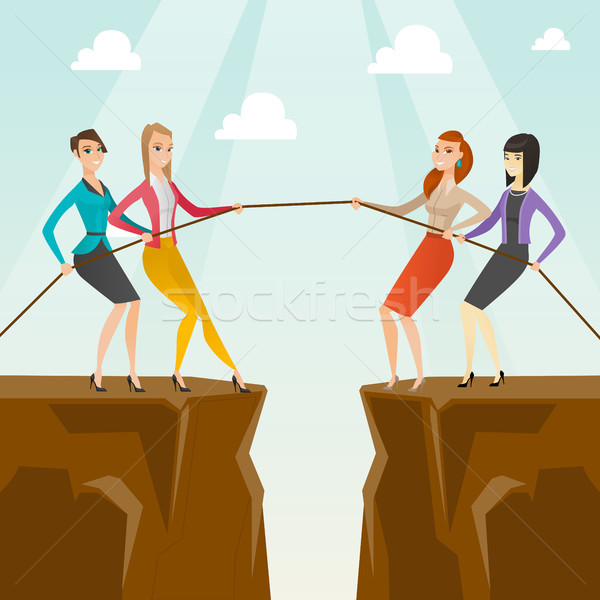 Two groups of business people pulling rope. Stock photo © RAStudio