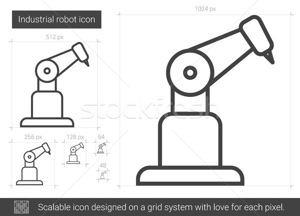 Zdjęcia stock: Przemysłowych · robot · line · ikona · wektora · odizolowany