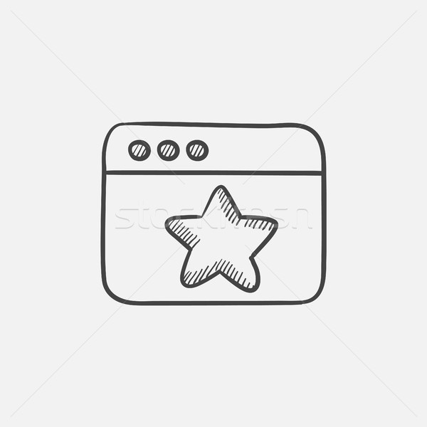 Browser Fenster Sterne Favoriten Zeichen Skizze Stock foto © RAStudio